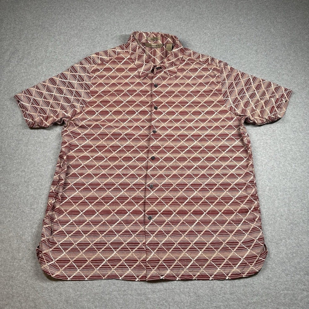 AXIST Men's XL Red Geometric Short Sleeve Button Up Casual Shirt